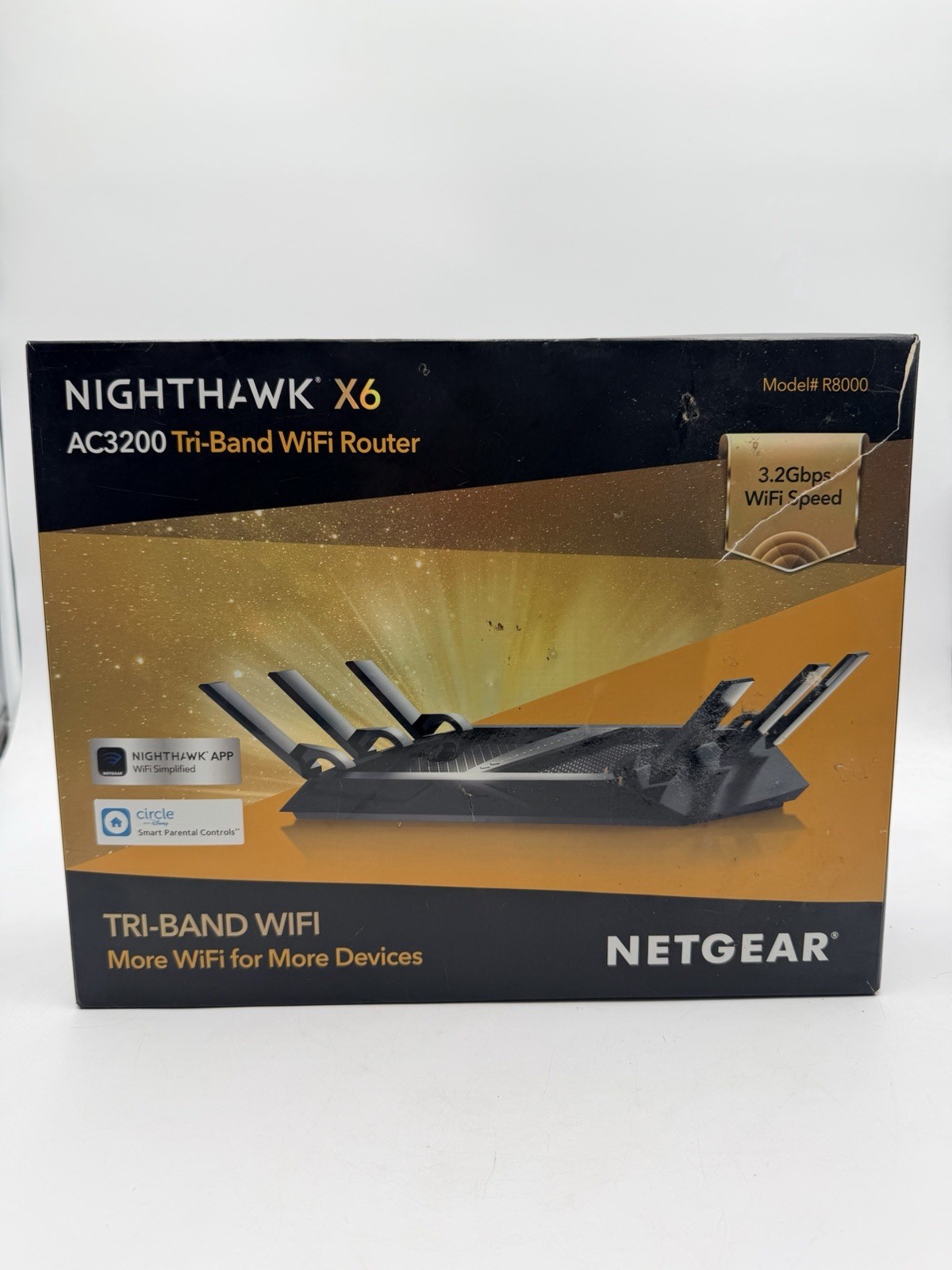 NETGEAR Nighthawk X6 AC3200 Tri-Band WiFi Router R8000-100NAS Open Box