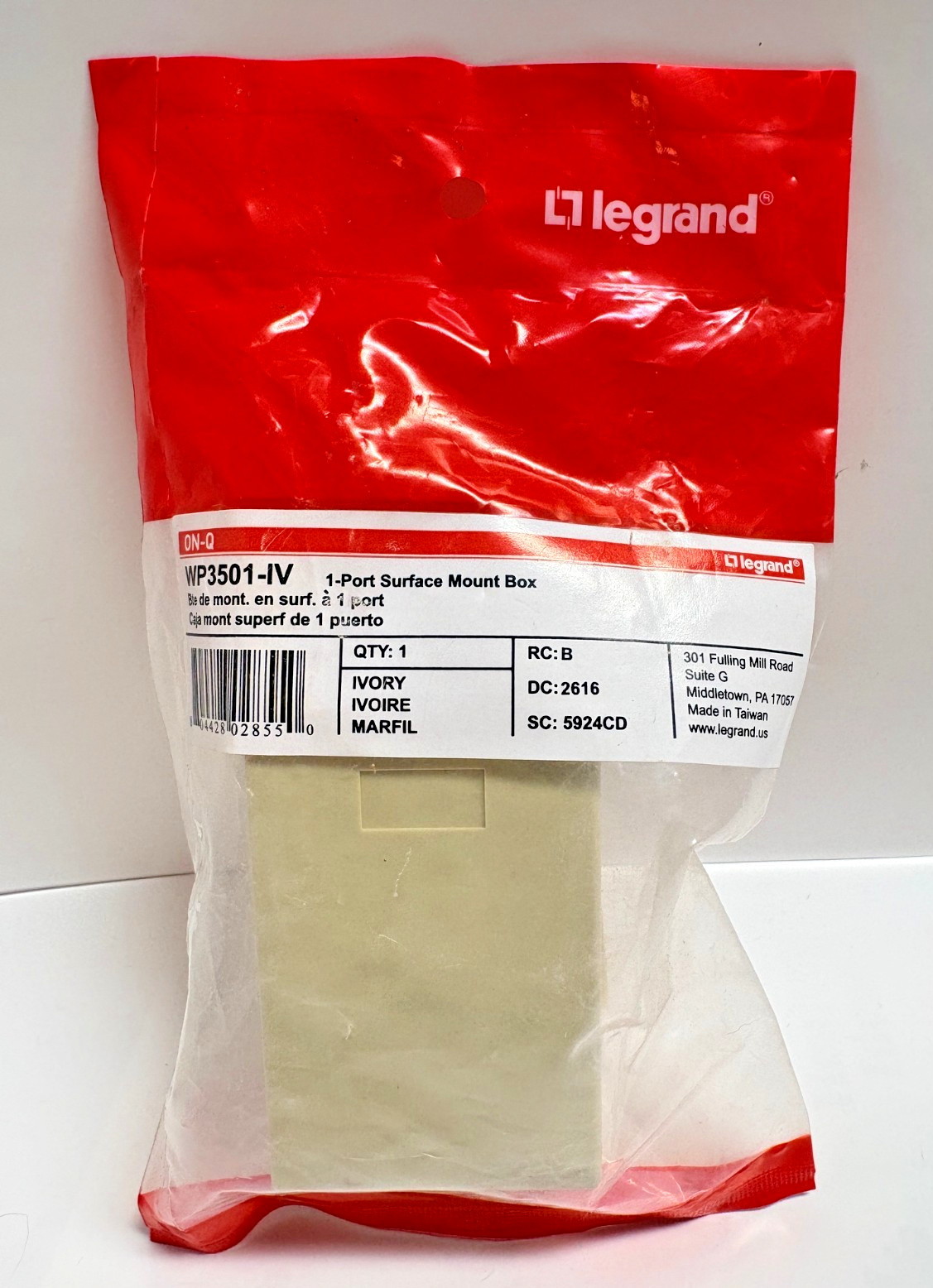 Legrand WP350-IV 1 Port Surface Mount Box Ivory