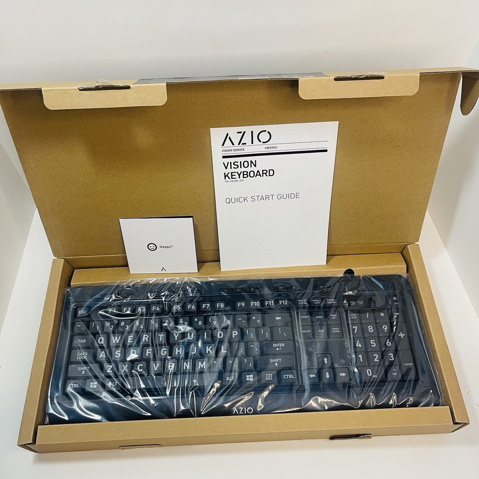 AZIO KB505U Vision USB Wired Keyboard for Large Font, Tri-Color New In Box