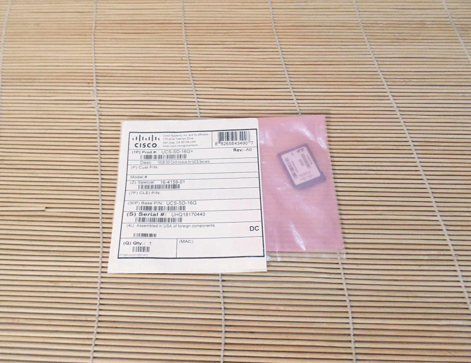 New Cisco UCS-SD-16G 16GB SD Card Module for UCS Servers New Sealed
