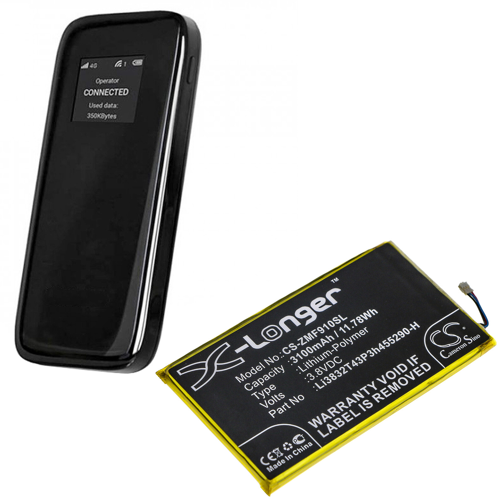 Battery Li-Polymer 3.8V 3100mAh Type Li3832T43P3h455290-H for ZTE MF900