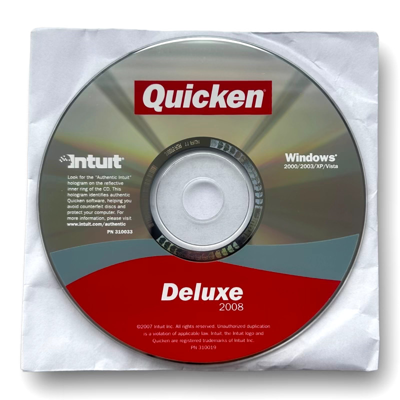 Intuit Quicken Deluxe 2008 For Windows '00/'03/XP/Vista NOT for Window 10/11