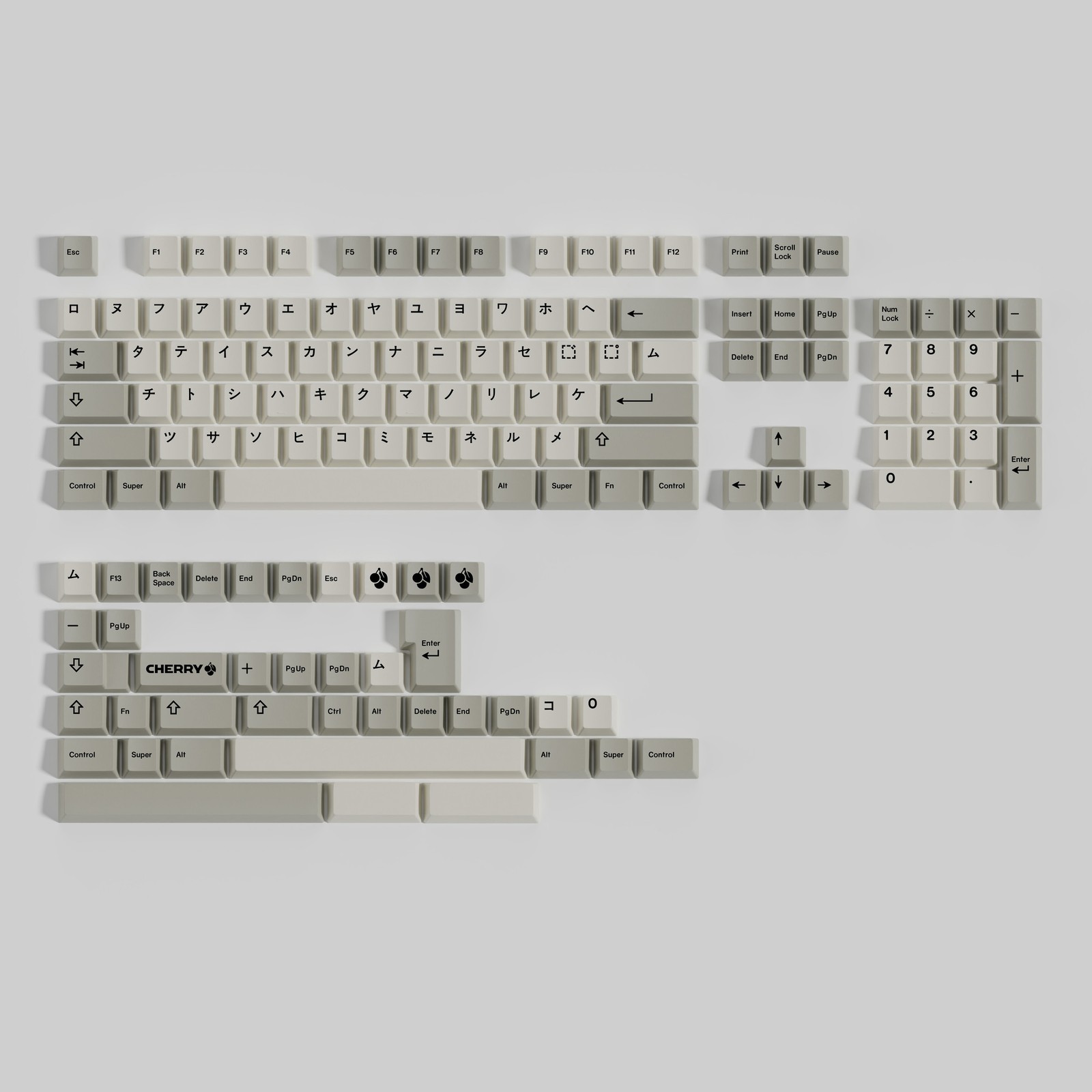 Retro Japan Katakana Keycap Set Cherry Profile Dye-subbed PBT Keycaps