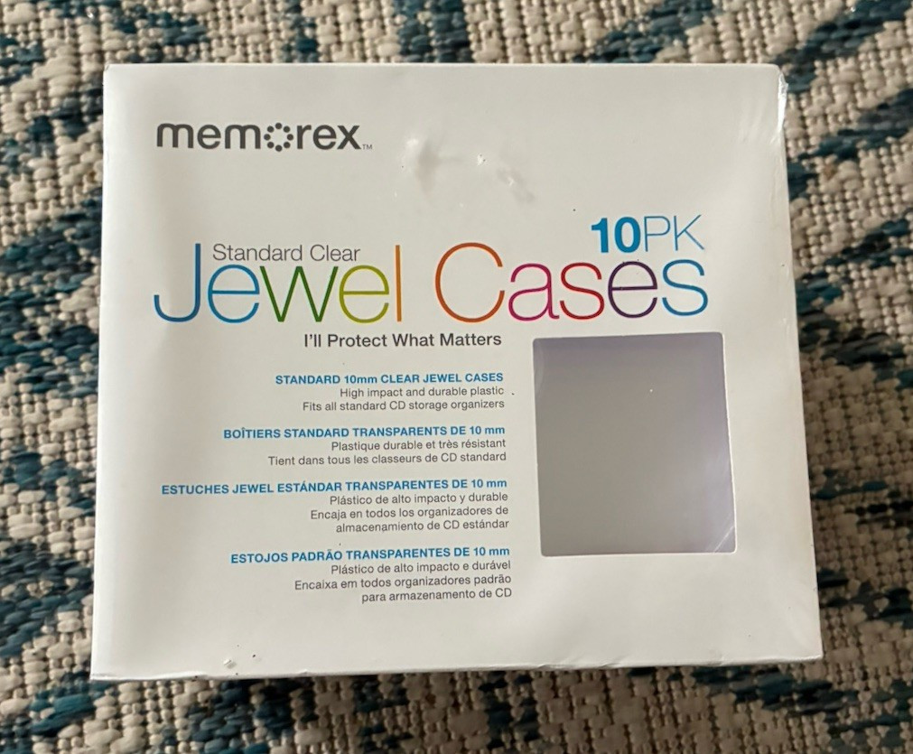 Memorex Standard Clear Plastic CD Jewel Cases, Durable, 10 Pack NEW SEALED