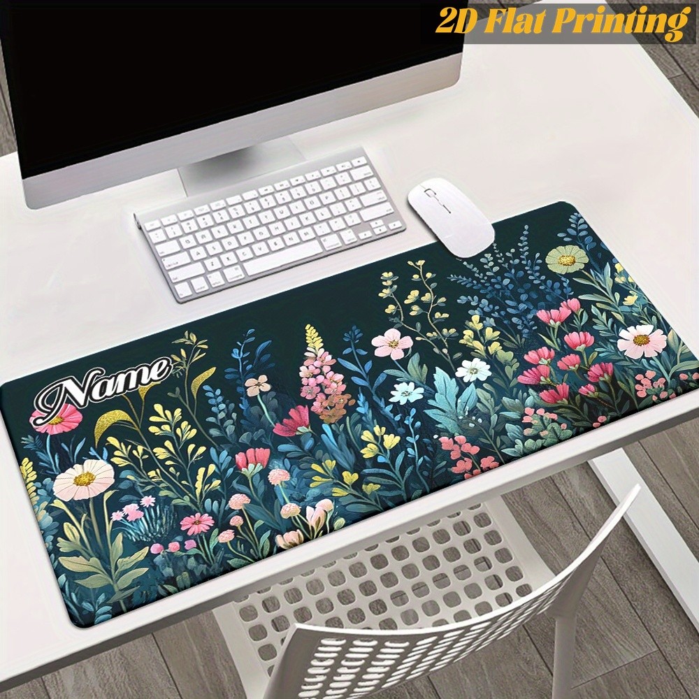 Customizable Name/Text, Beautiful Colorful Flowers, HD Printed Desk Pad, Multi