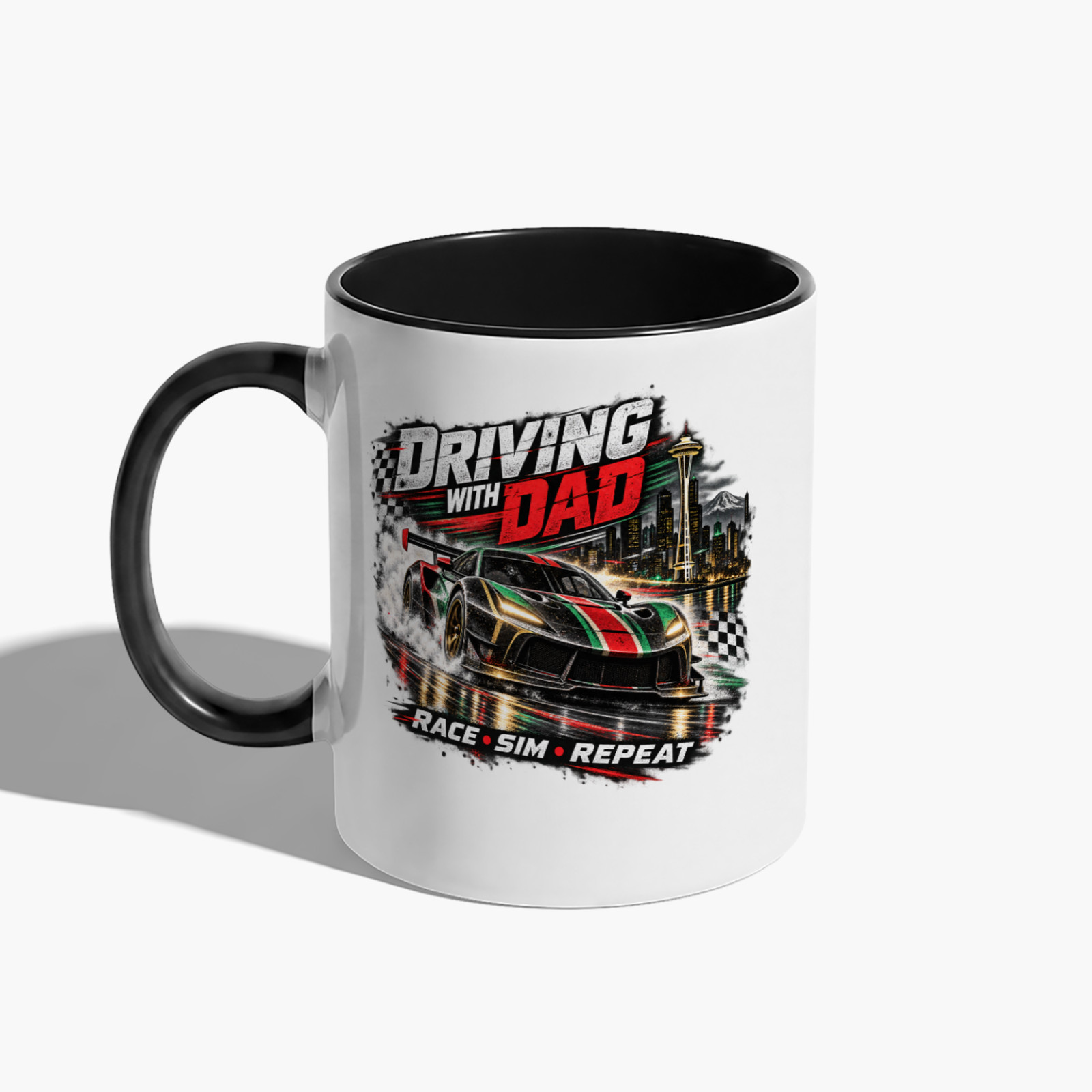 Driving With Dad Racing Coffee Mug – Seattle Sim-Racing Design