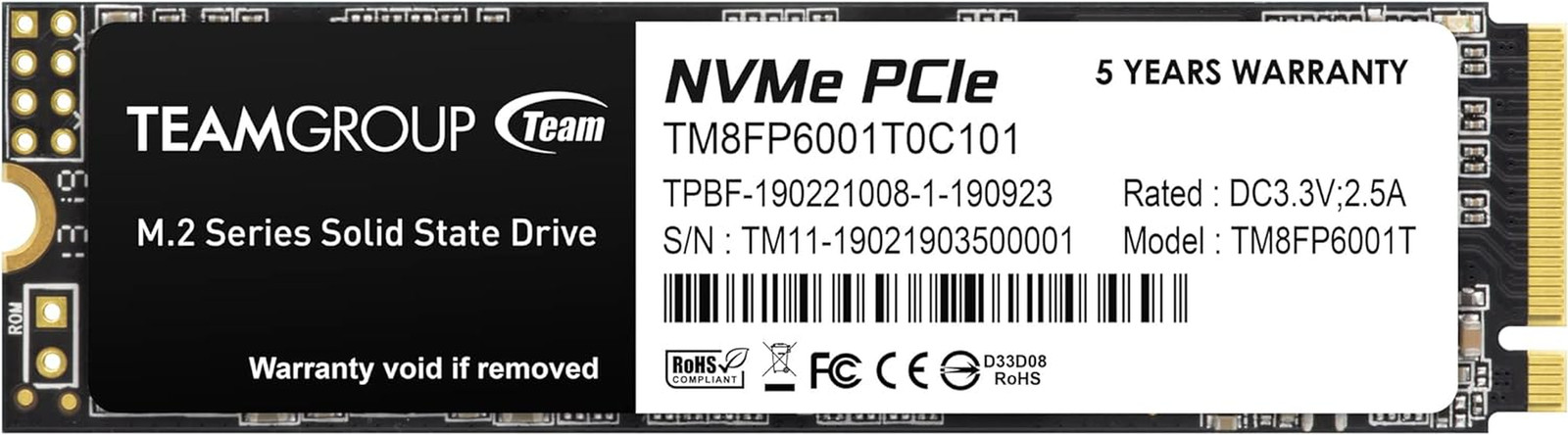MP33 1TB SLC Cache 3D NAND TLC Nvme 1.3 Pcie Gen3X4 M.2 2280 Internal SSD R/W Sp