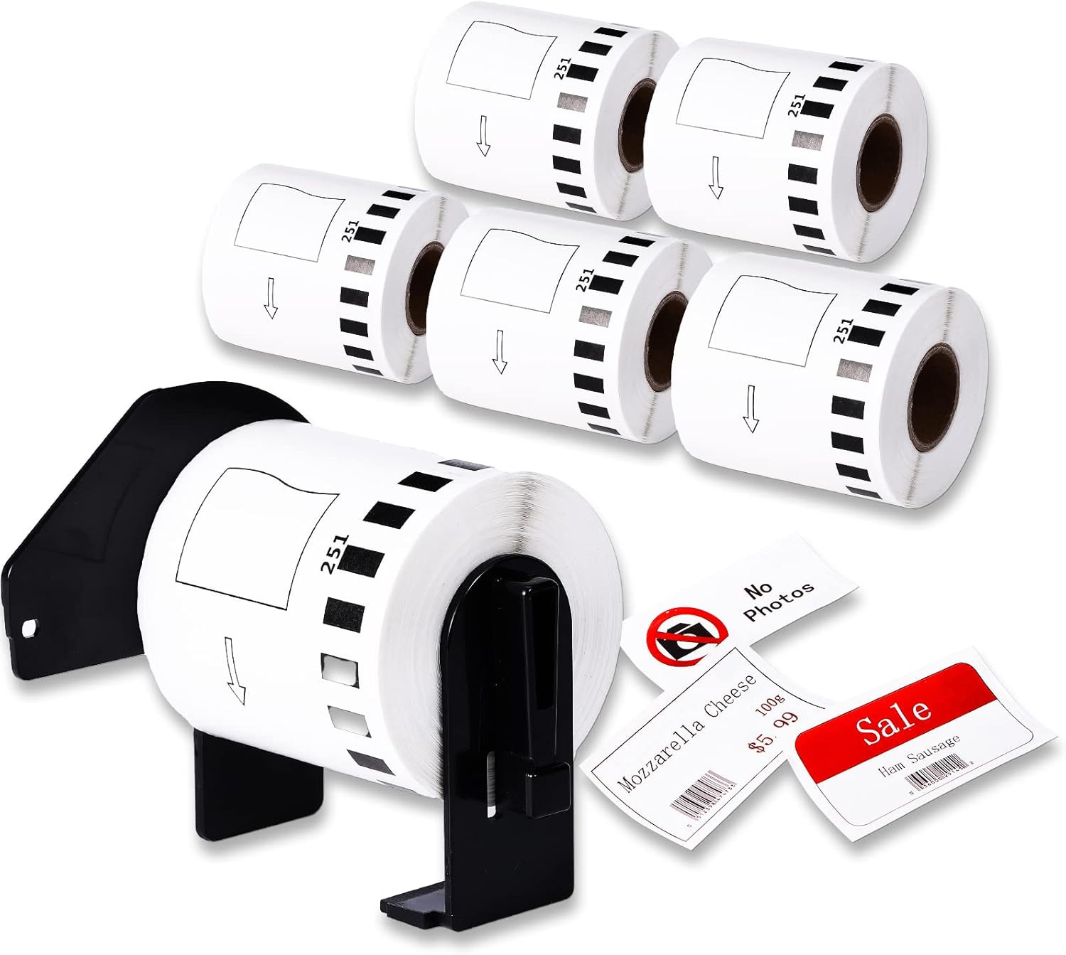 Replacement for Brother QL-820NWB Label Rolls QL-800 QL-810W Label | Black/Red o