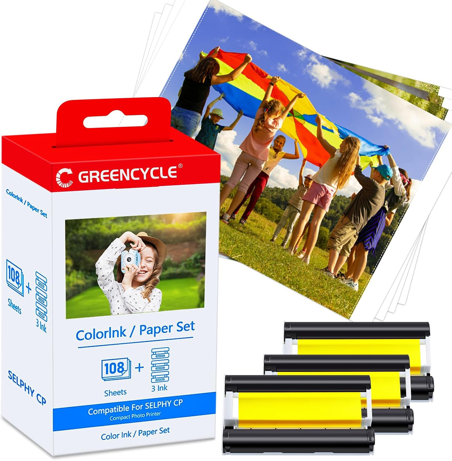 KP-108IN Compatible Ink Paper Set Canon SELPHY CP1500 CP1300 CP1200 108 Sheets