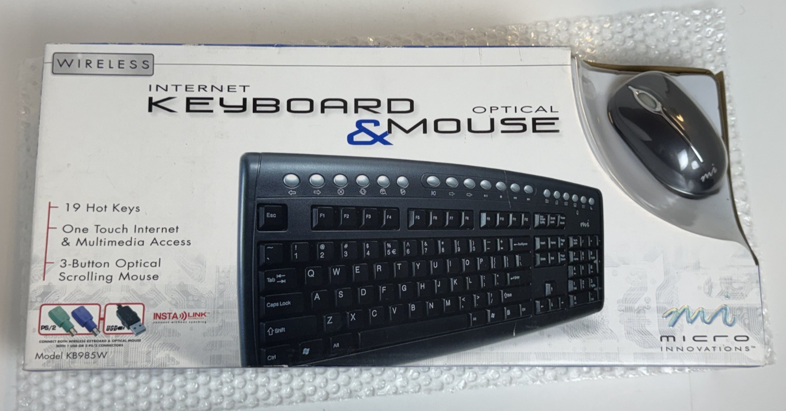 Micro Innovations Wireless Keyboard & Mouse Model KB985W
