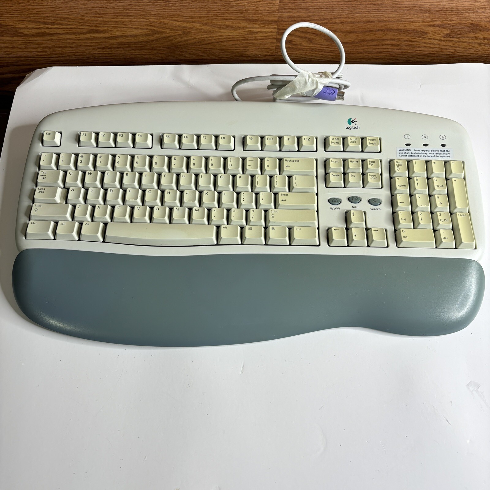 Logitech Y-SG13 Corded PS/2 Deluxe Access Keyboard White 104 key