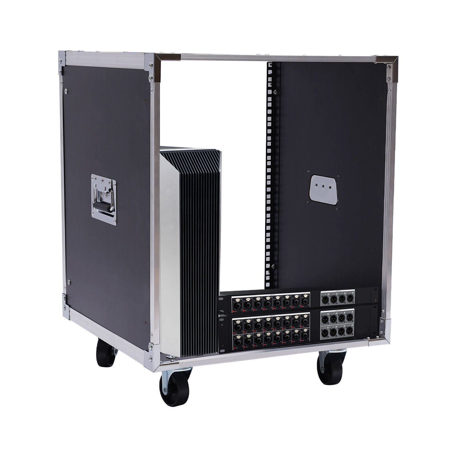 12U Cabinet Rolling Network Rack Audio Studio Video Telecom Equipment Rack Black