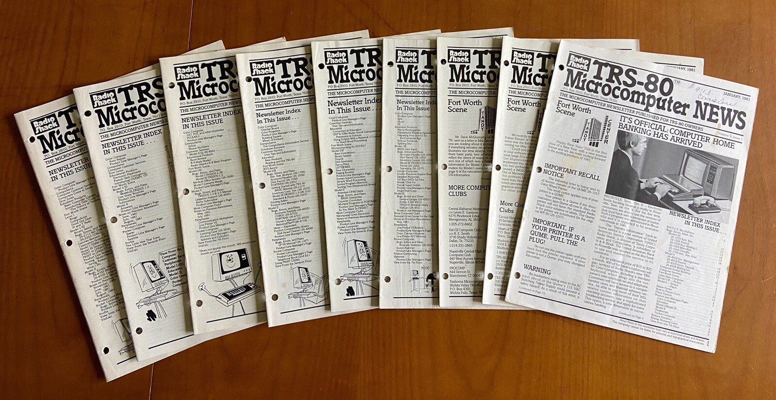 Lot of (9) Issues Radio Shack Tandy TRS-80 Microcomputer News From 1981