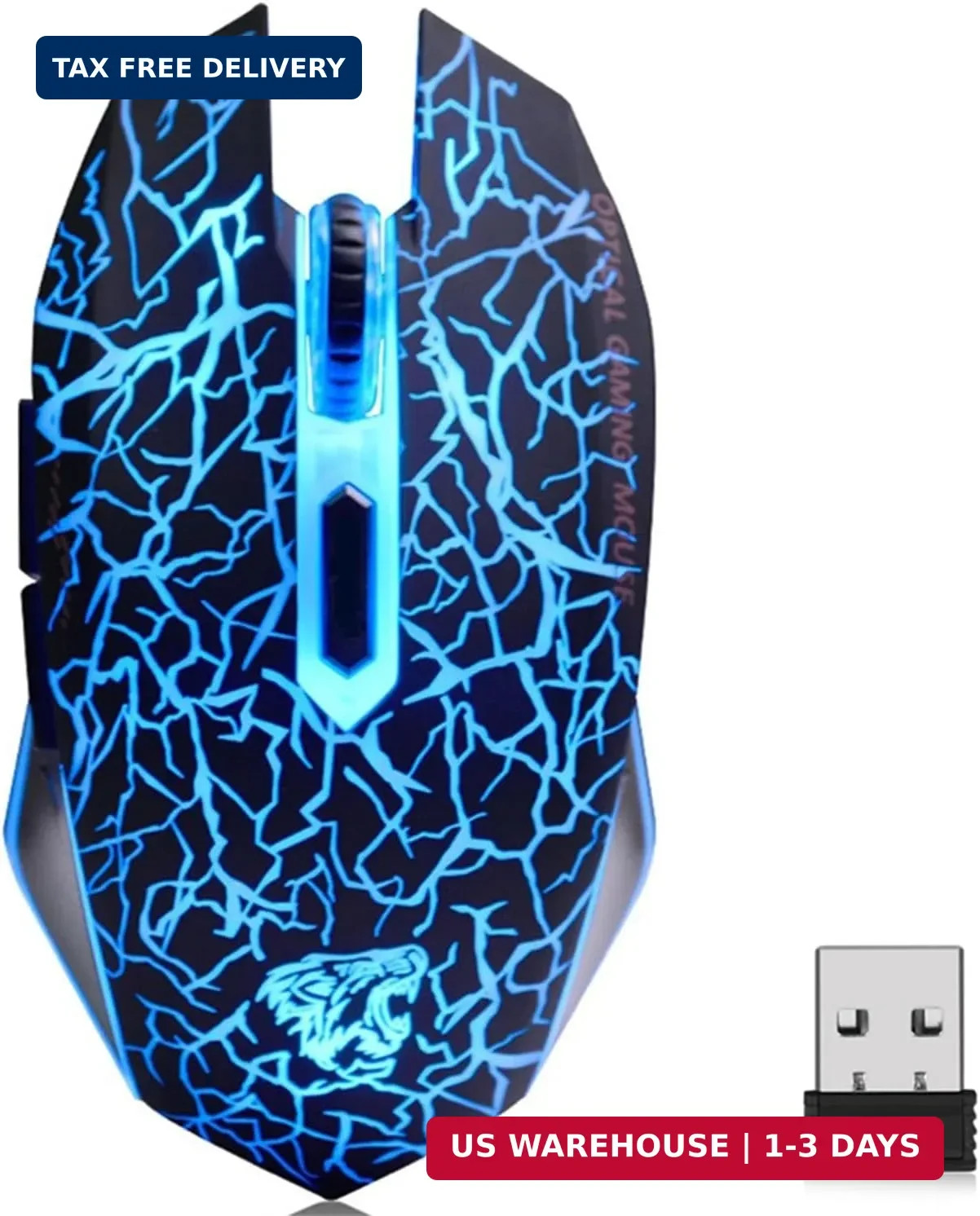 TENMOS M2 Wireless Gaming Mouse, Silent Rechargeable Computer Mice-Black | 2.4GH