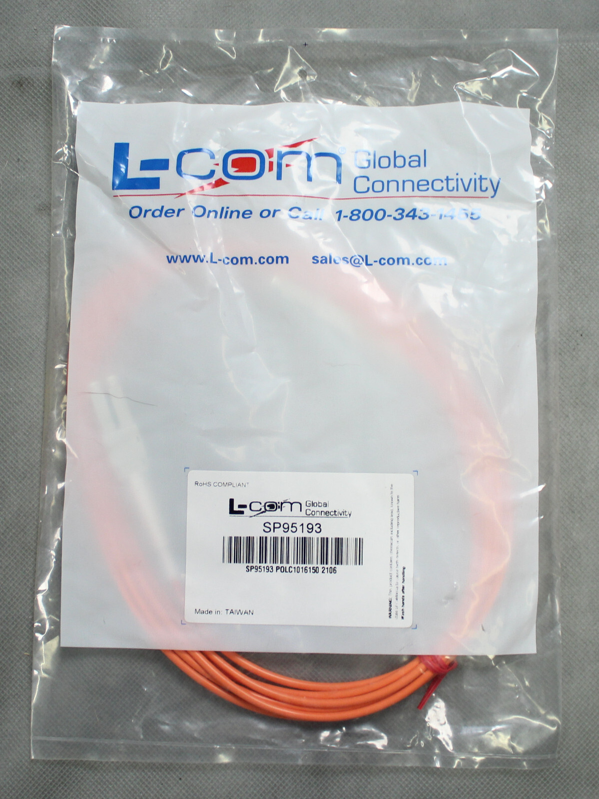 L-Com LC/LC Plus Corning ClearCurve OM2 OPtical Fiber OFNR 10/19 1175M SP95193