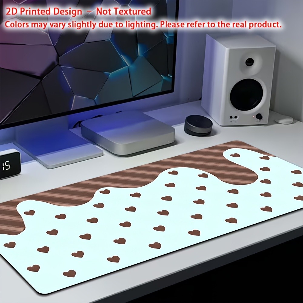 Printed Design – Non-Textured Heart Pattern Cute Background Desk Mat Gaming Mo