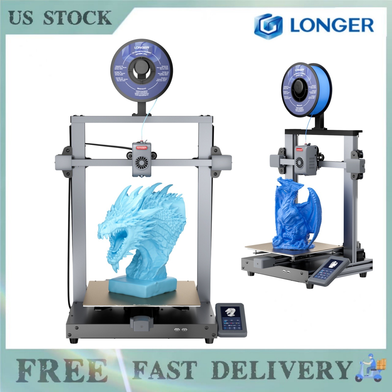 LONGER LK 10 Plus 3D Printer 4.3" Full Color TouchScreen Max 10,000 mm/s² DIY US