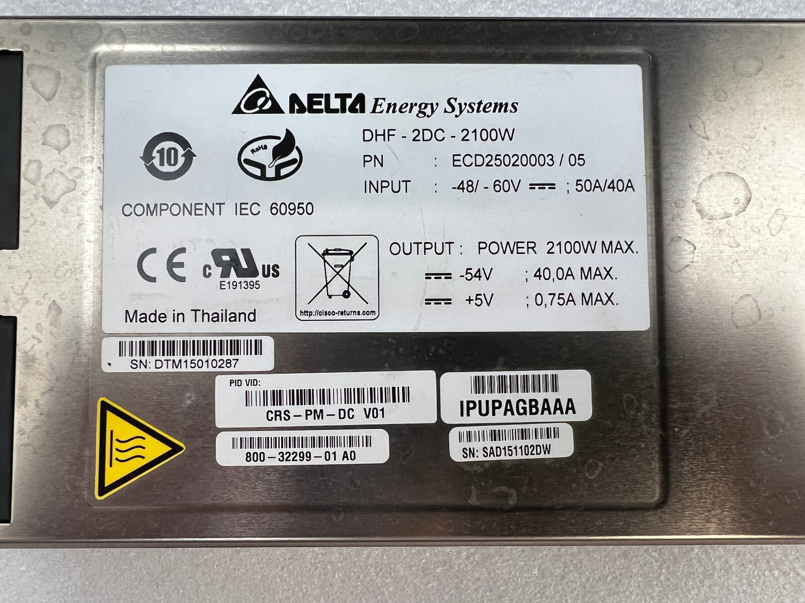 CRS-PM-DC CISCO CRS-1 MODULAR DC POWER UNIT ECD25020003, 800-32299-01 IPUPAGBAAA