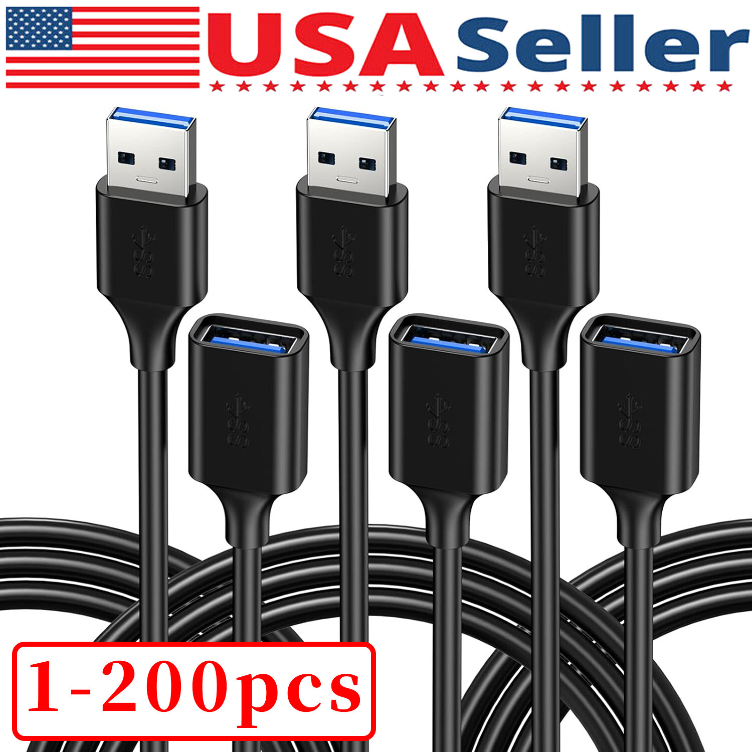 USB3.0 Extension Cable High Speed Extender Cord Adapter TypeA Male to Female Lot