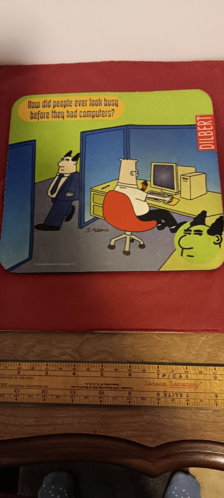 Dilbert Cartoon Mouse Pad S. Adams Technology Vintage Look Busy Pre-owned READ