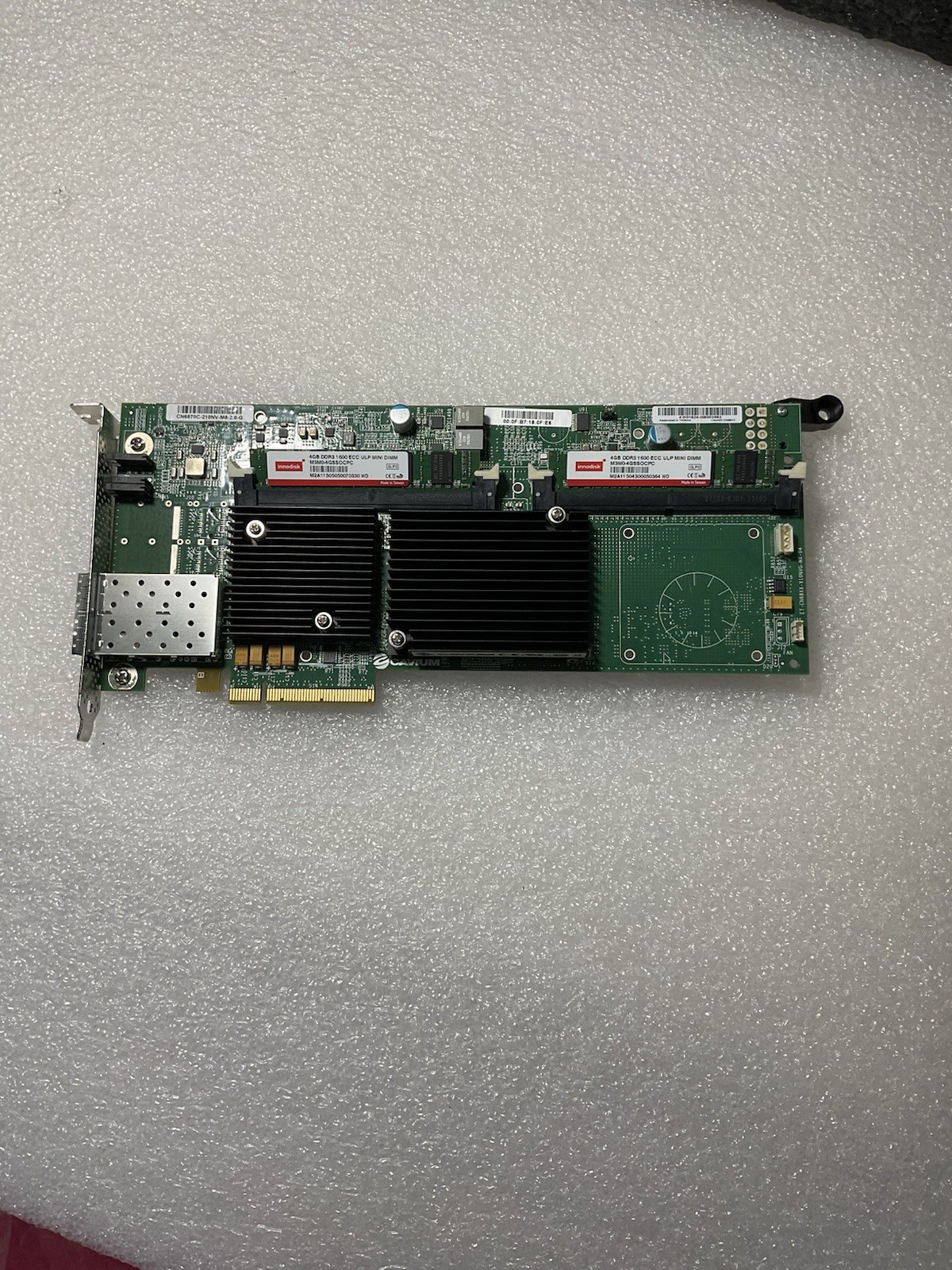 Cavium Dual-Port SFP PCIe NIC Card W/4GB Mini DIMM P/N: CN6870C-210NV-M8-3.0-G