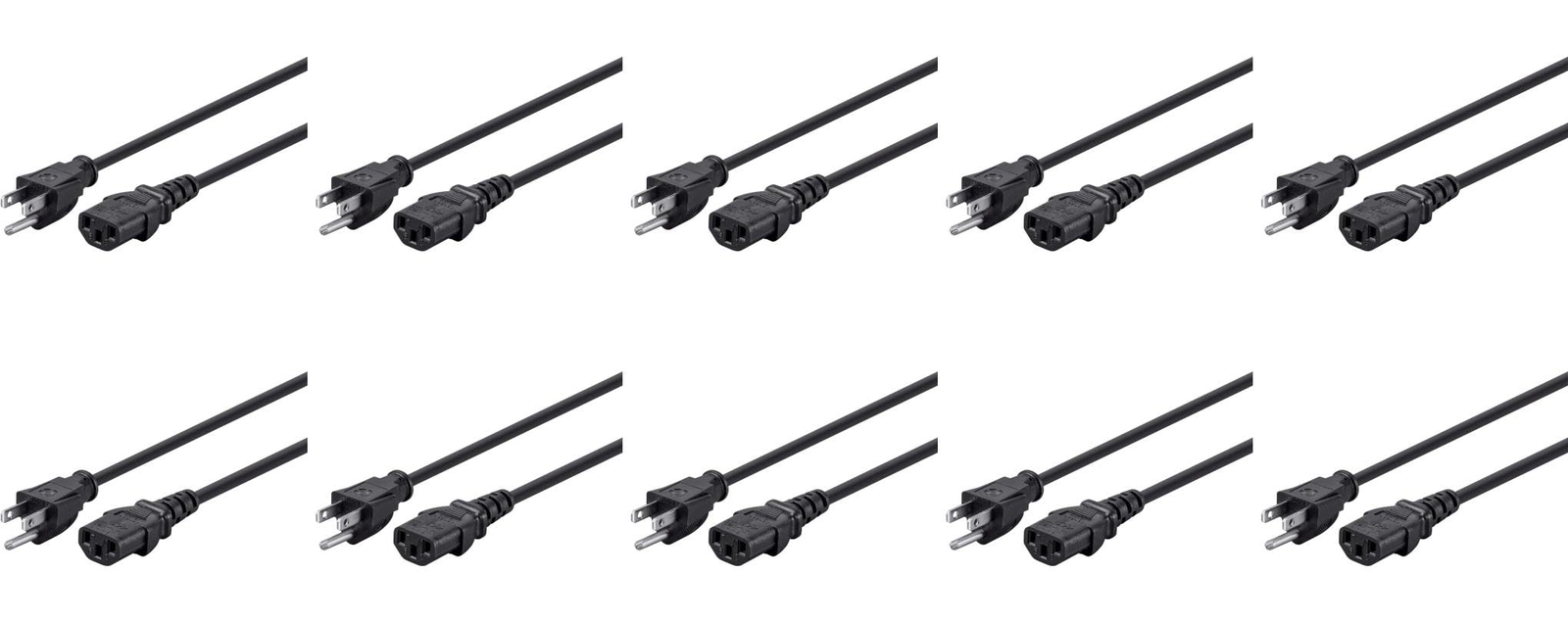 15FT 14awg Power Cord Cable 3 Conductor Pc Connector 10 Pack AC Power NEMA IEC