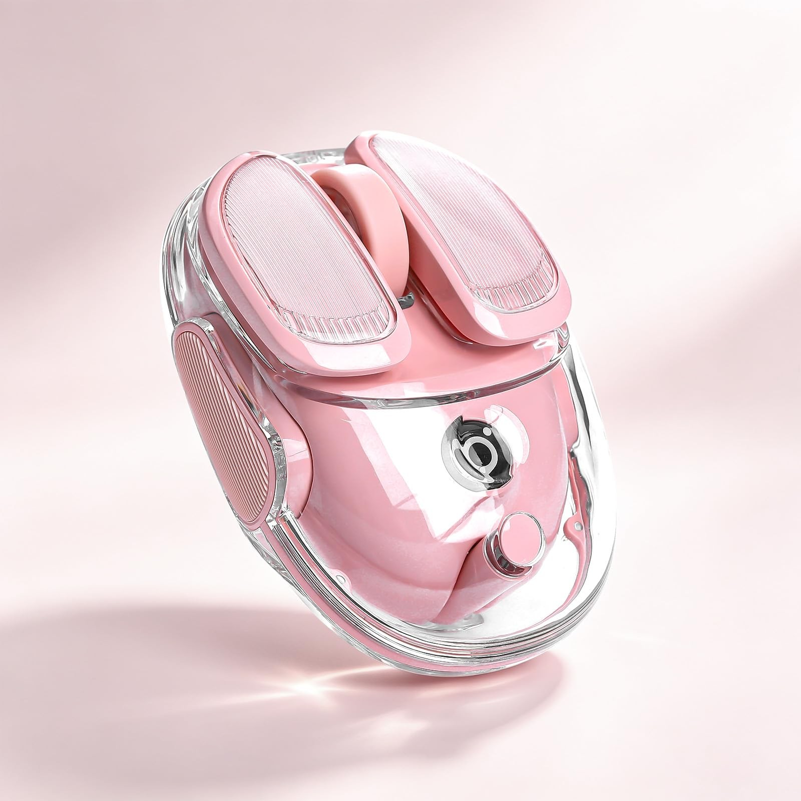 Pink Q9 Transparent Wireless Computer Mouse 2.4G Bluetooth 8004800 DPI RGB