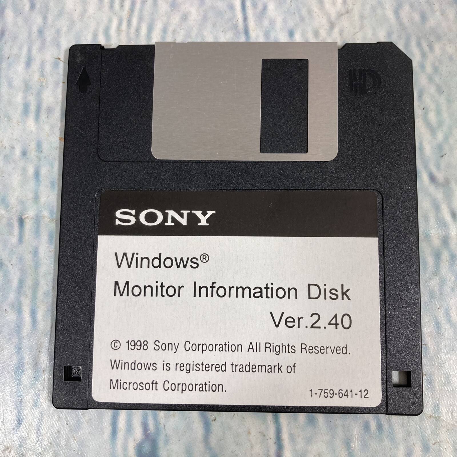 Vintage Sony Monitor Information Disk Version 2.40 for Windows 3.5" Floppy Disk