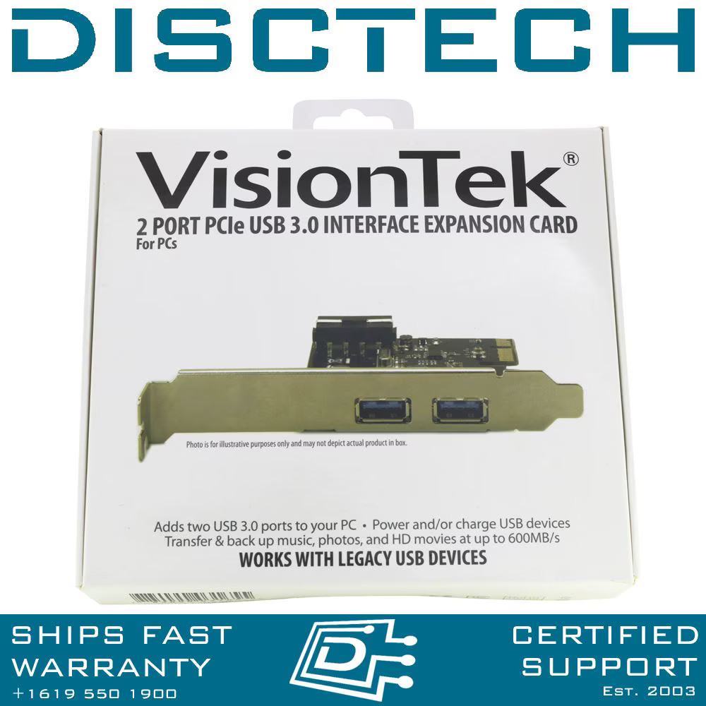 VisionTek 900598 2 Port USB 3.0 PCIe Expansion Controller Card