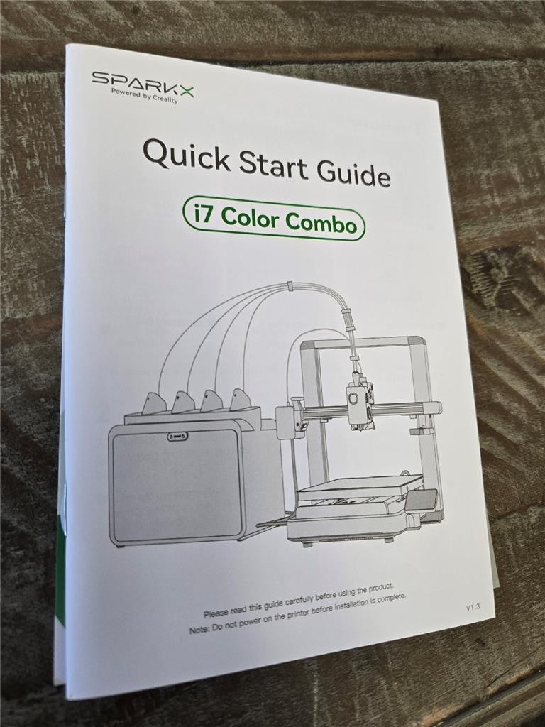 == Creality 3D Printer SPARKX i7 Color Combo CFS Lite With Quick Start Guide