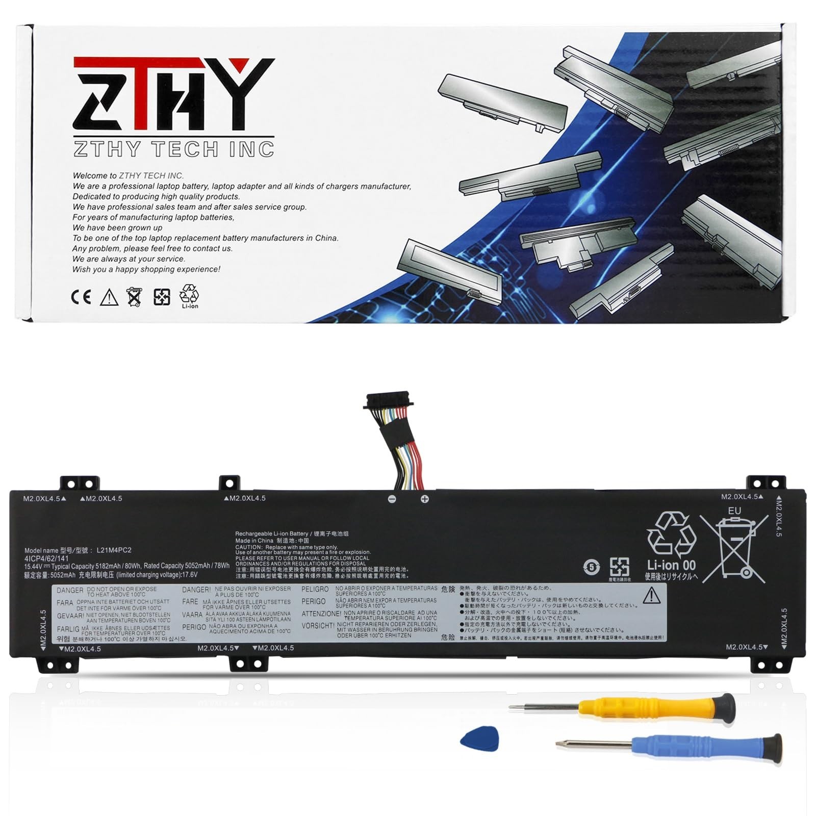 High-Capacity Laptop Battery Replacement for Lenovo Legion 5-15ARH7, L21M4PC2