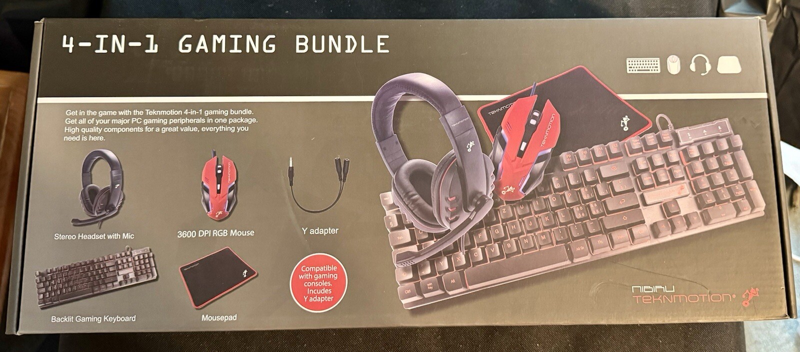 TekNmotion Nibiru 4-In-1 GAMING BUNDLE: Keyboard, Mouse, Headset, Mousepad PC