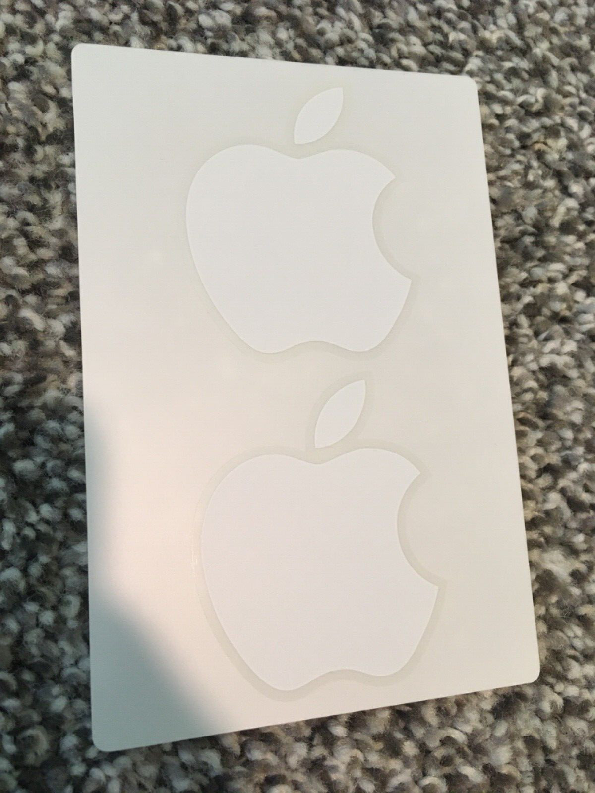 APPLE logo two 2 stickers decals white from OEM iPhones mac ipad