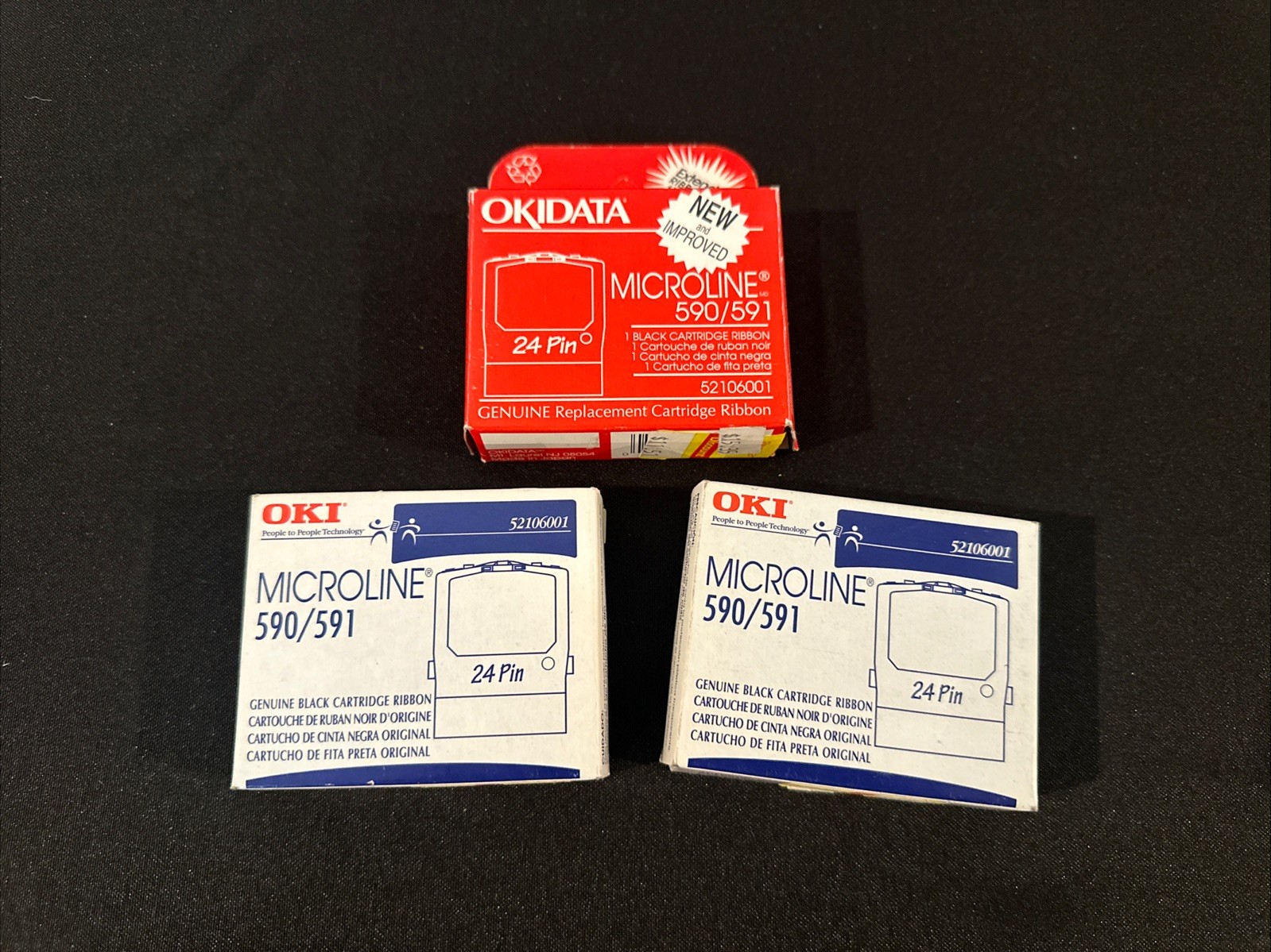 OKI Microline 590/591 Genuine Black Cartridge Ribbon 52106001 - Lot of 3 NIB
