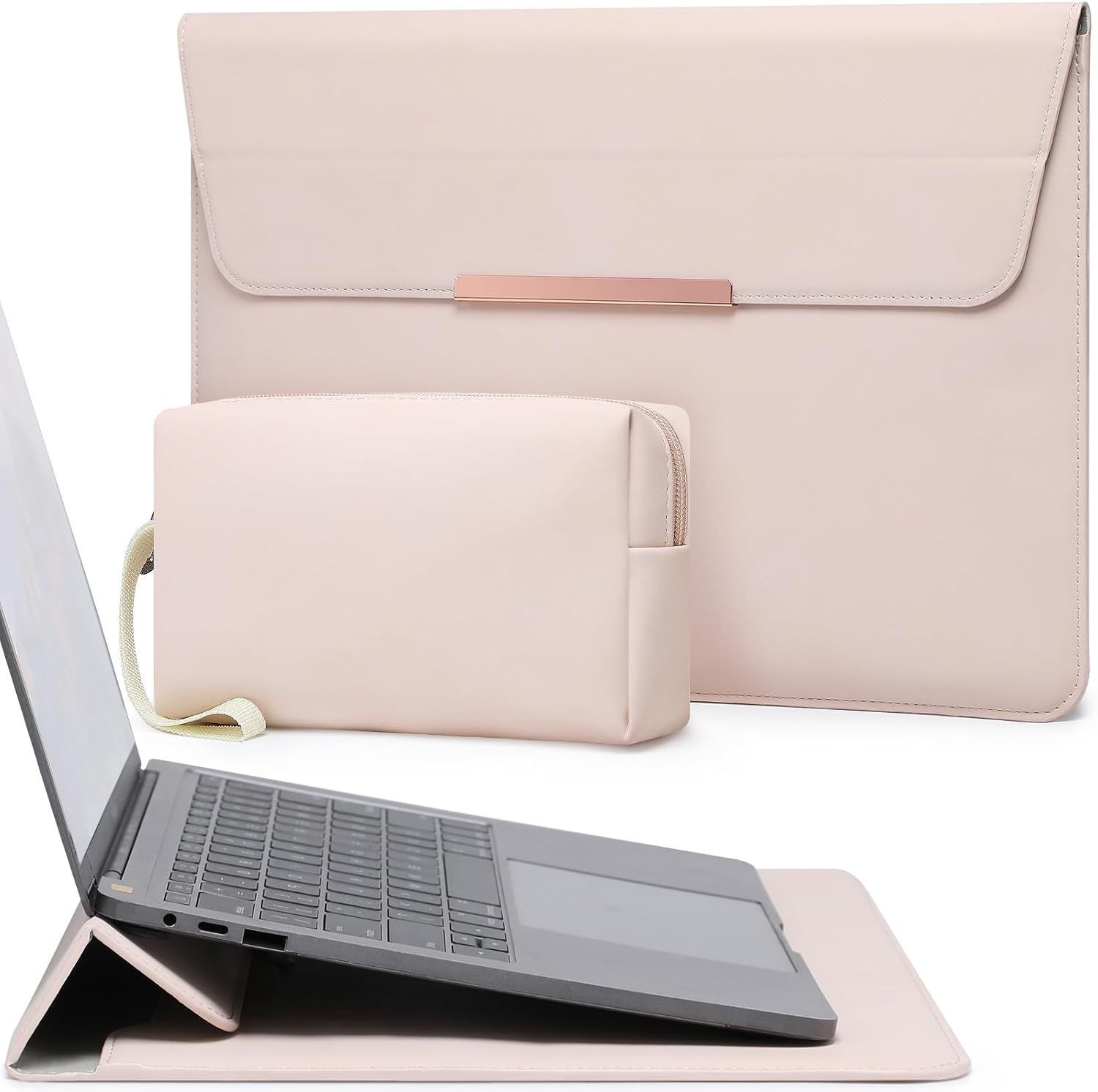 13 Inch Laptop Sleeve Case with Stand for MacBook Air, Apricot Color Design