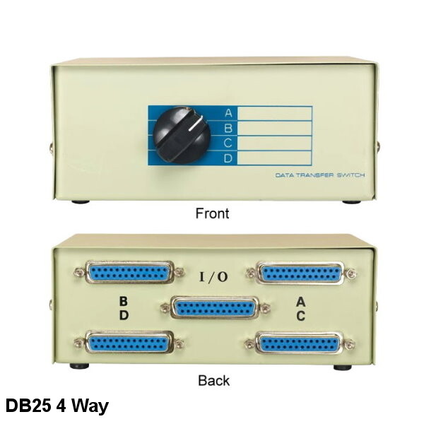 KNTK 4-Way DB25 Manual Data Transfer Switch Box Rotary for Parallel Printer PC