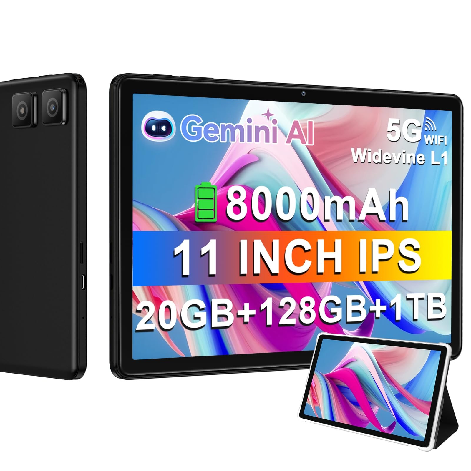 DMOAO 11-Inch Android 14 Tablet 128GB Black