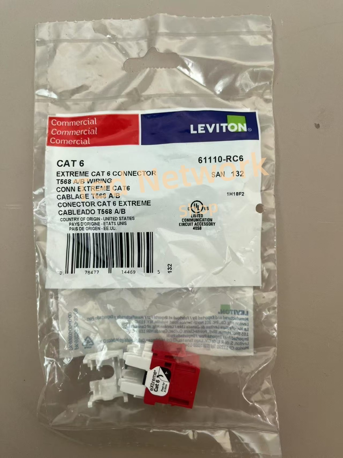 10 PACK  Leviton 61110-RC6 Cat 6 Keystone jack Gigabit RJ45 Red  pin
