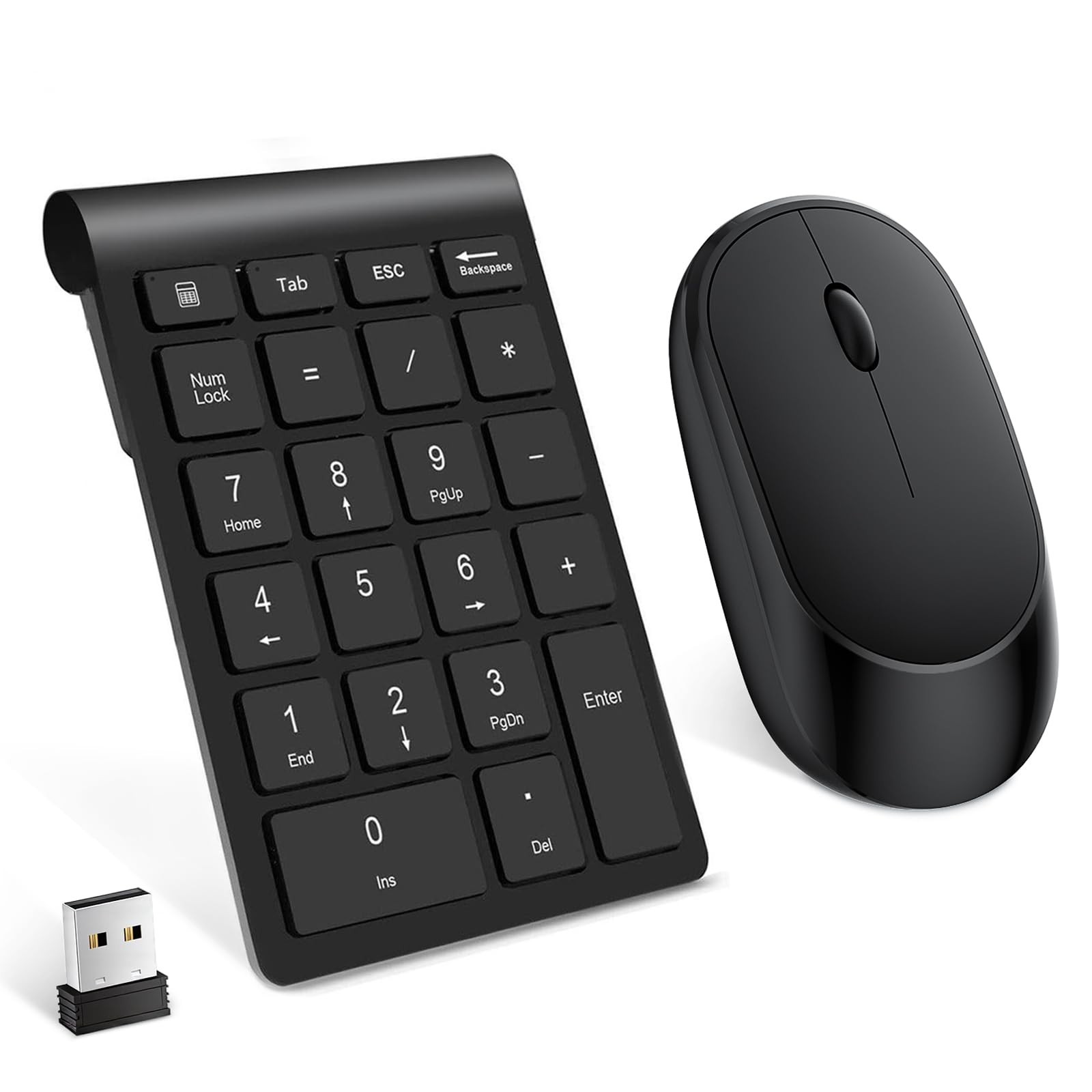 NEW Lekvey Wireless Number Pad Numeric Keypad and 22 Keys & Mouse Set Share One