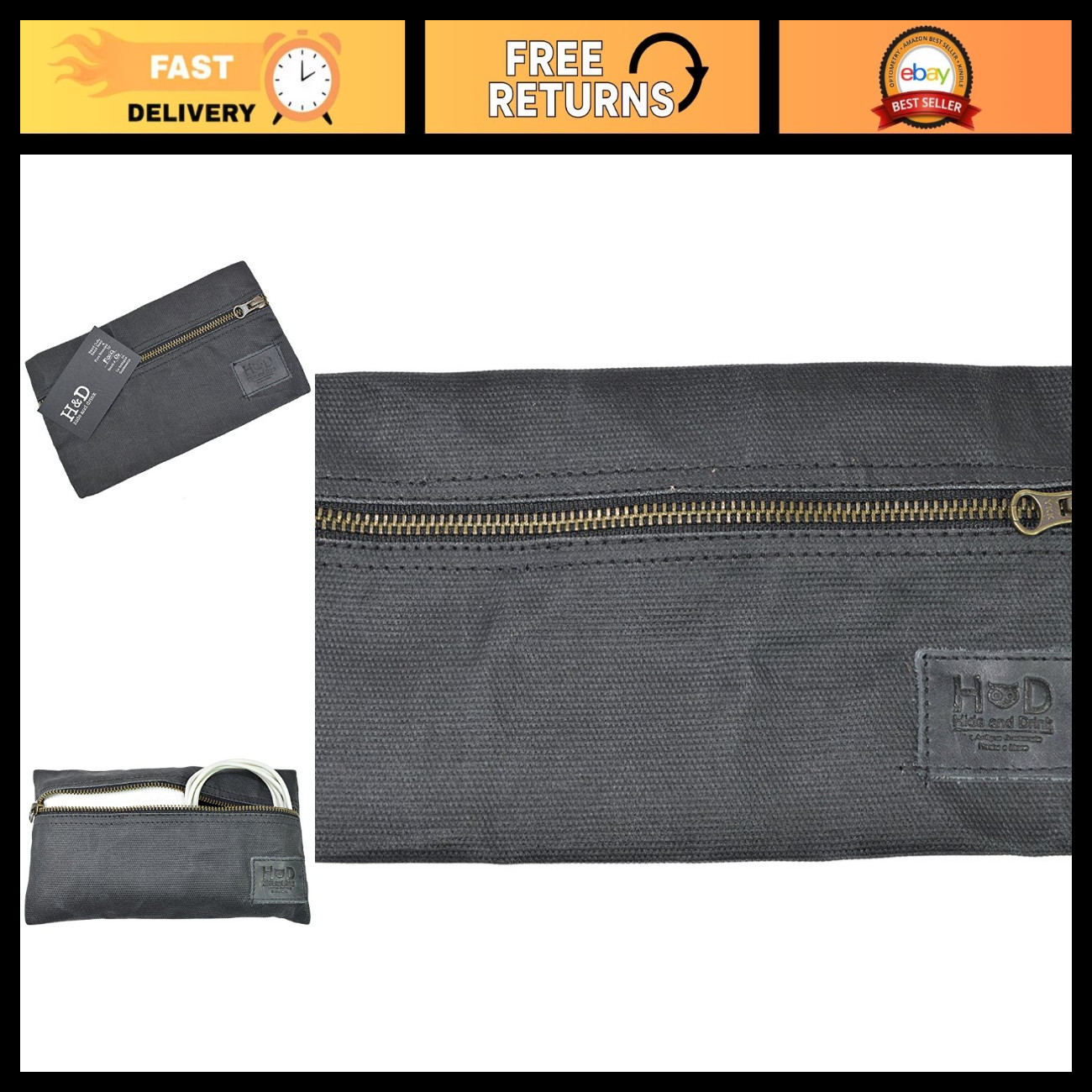 All-Purpose Utility & Charger Case for MacBook, iPad & Laptop - Handmade Waxed C
