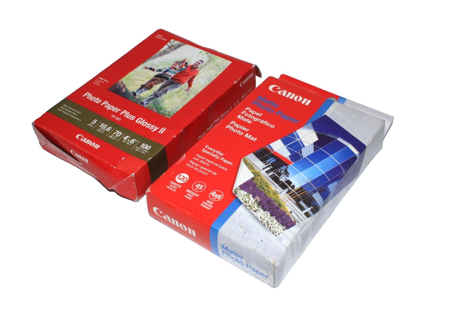 Canon Matte Photo Paper 4"x6" - 120 Sheets  & Plus Glossy II 100 Sheets 4x6