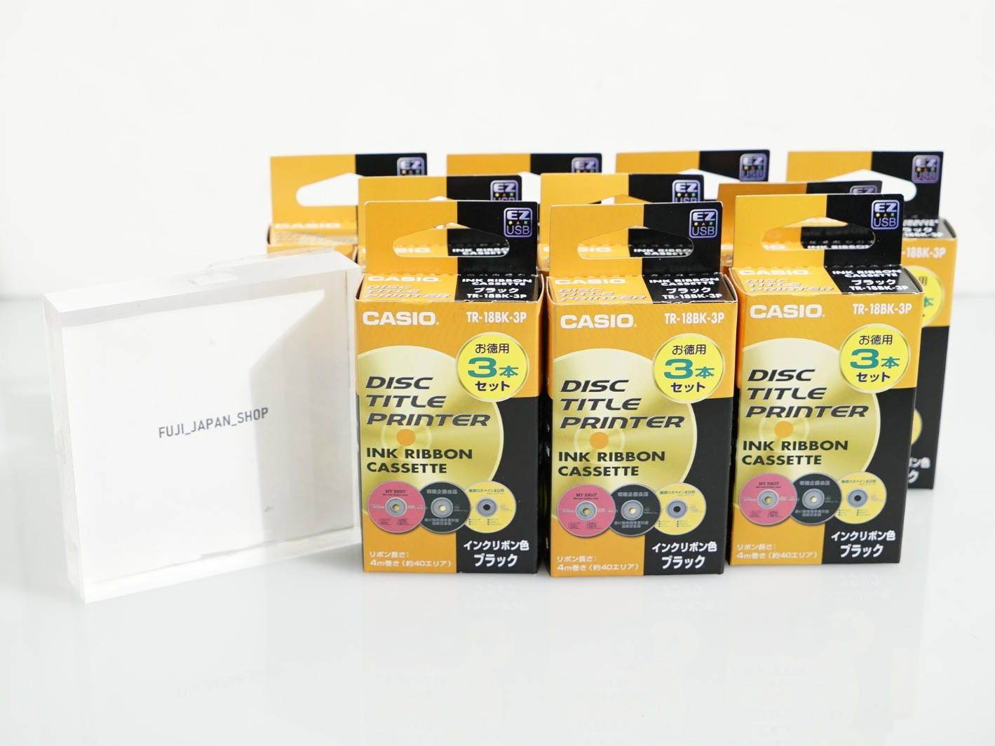 Casio TR-18BK 3P Black Ink Ribbon Cassette for CW Disc Title Printer set of 10