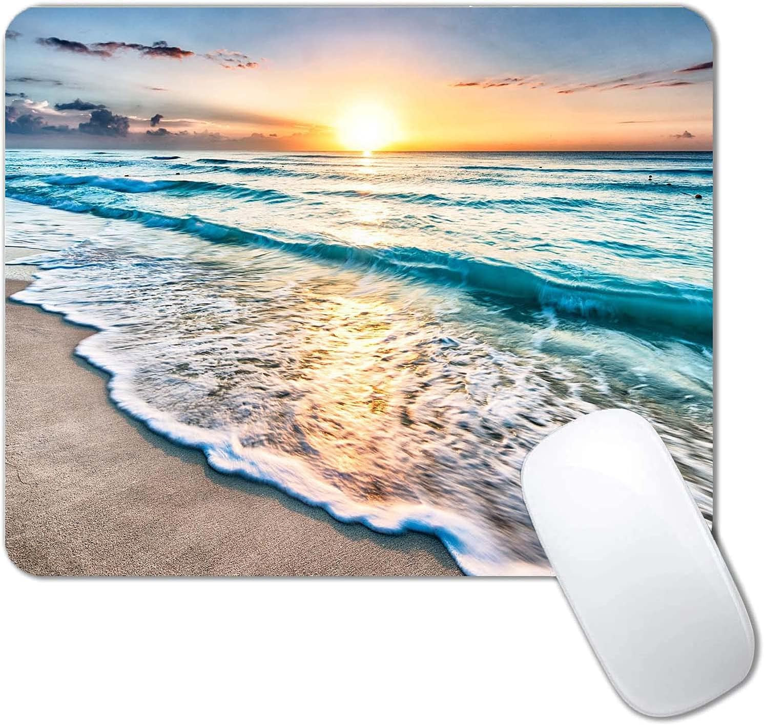 Beach Sunset Mouse Pad,Cute Mouse Pad,Custom Small Mouse Pads with Designs,Porta