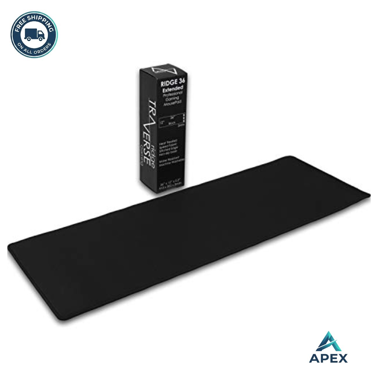 Large Gaming Mouse Pad 36 x 12 Inch 5mm Thick Black Stitched Edge Washable Desk