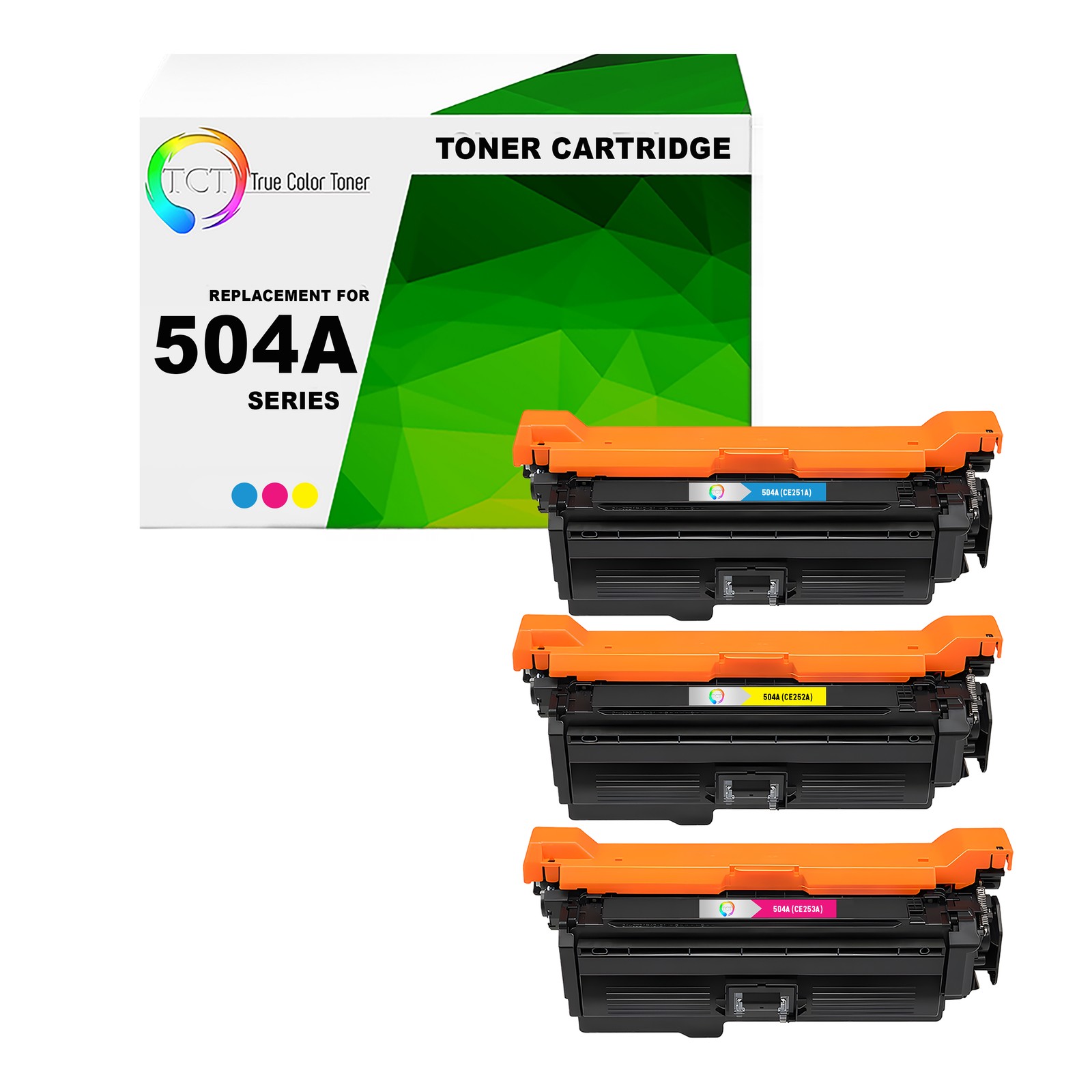TCT 3PK 504A Toner Set CE251A CE252A CE253A For HP Color LaserJet CP3525 CM3530