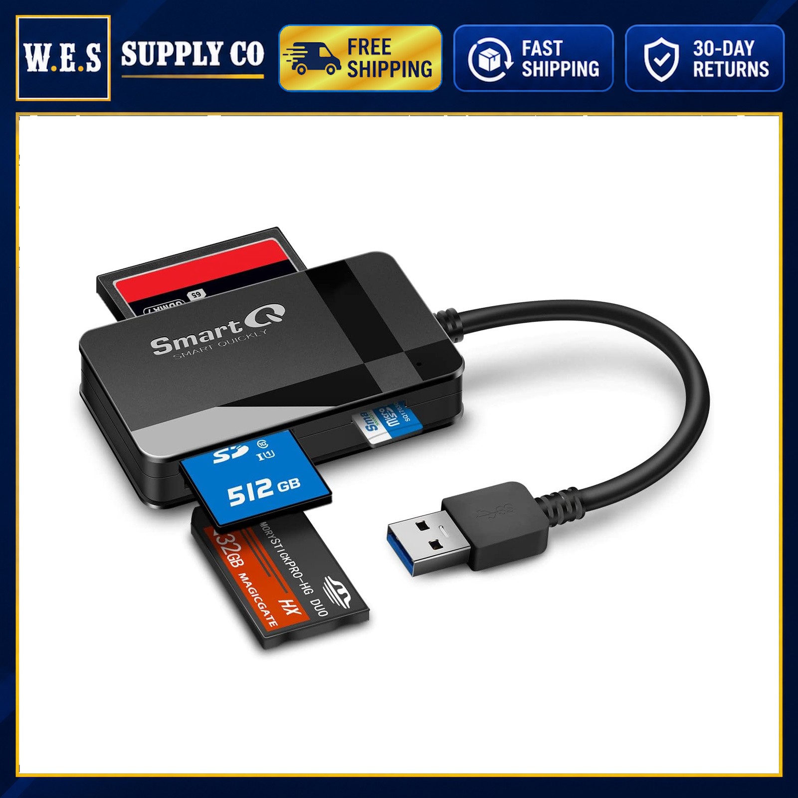 SmartQ C368 USB 3.0 Card Reader Micro SD SD MS CF 4-in-1