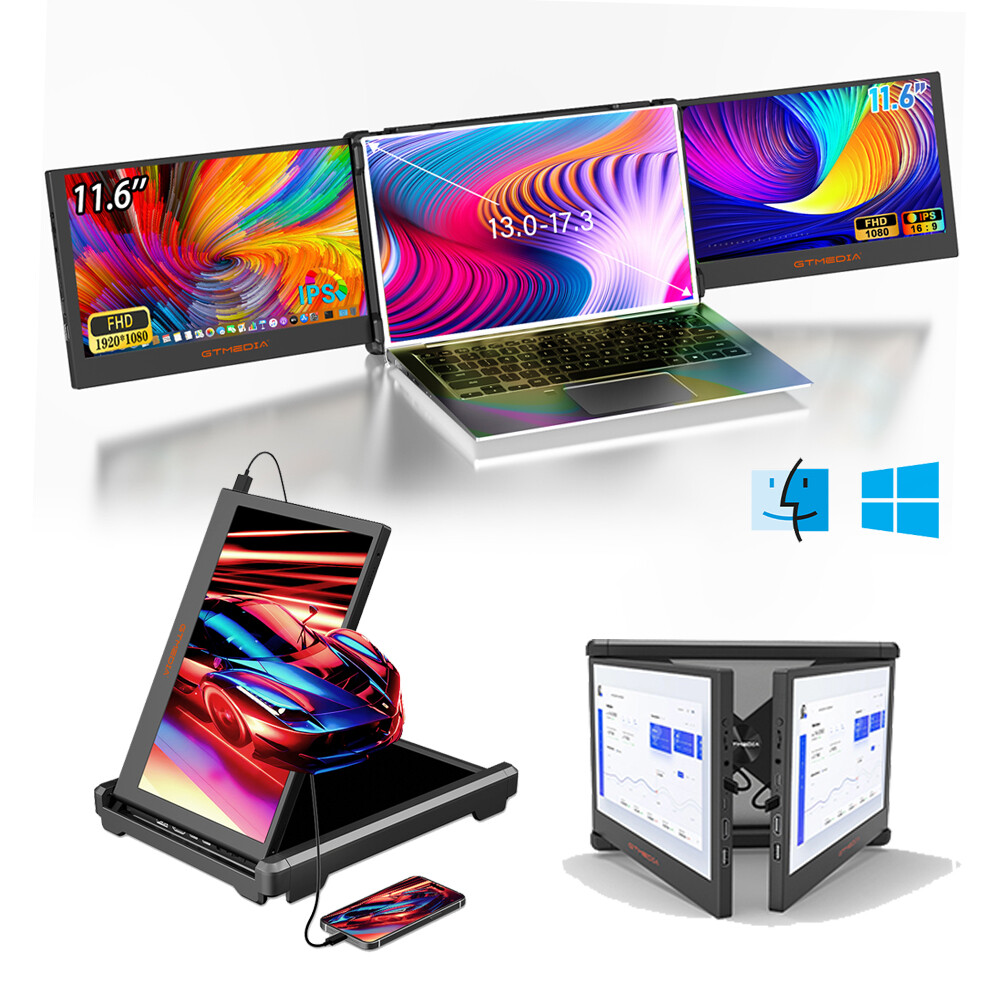FHD 1080P Portable Dual Screen External Monitor HDMI Type-C for Laptop Macbook