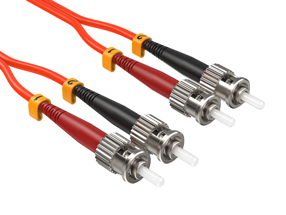 2m OM2 ST to ST UPC Duplex Corning Fiber Optic Cable MultiMode 50/125 OFNR Ra...