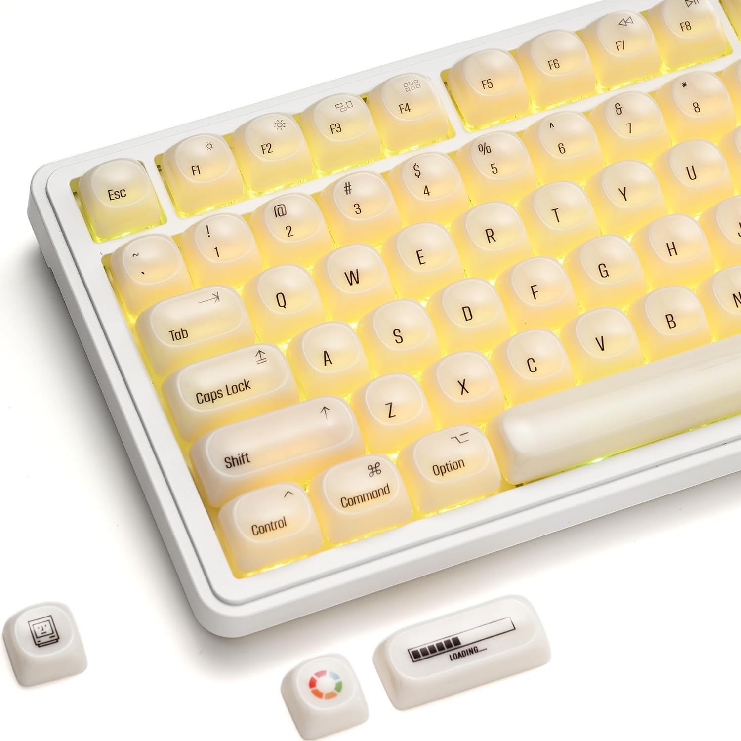 OHY XVX White Keycaps, MOA Profile Keycap Set, Minimalist Mac Style, Custom Cute