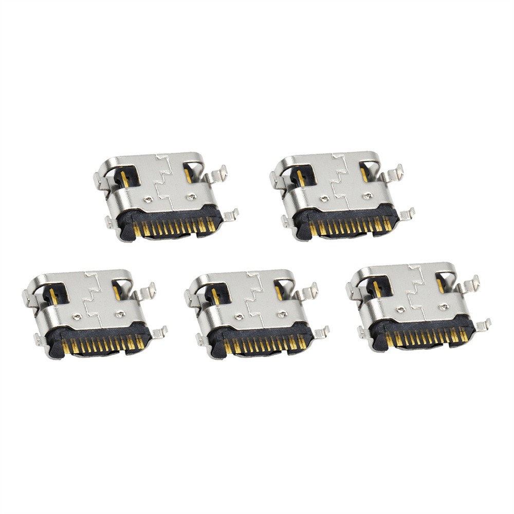 5Pcs Type-C Connection Port Horizontal Female 16 Pin 4-Legged Sinking Plate 1.6
